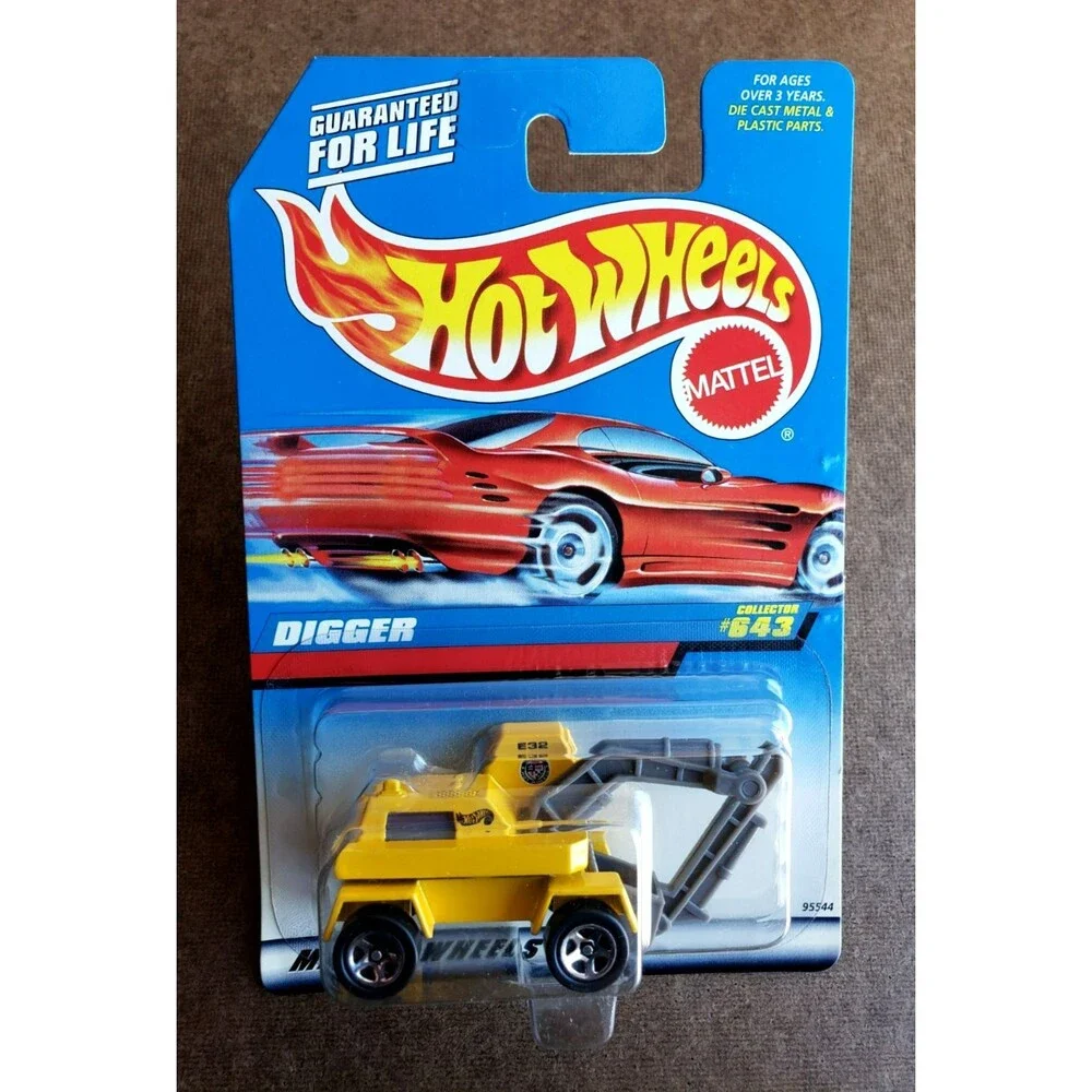 VTG 1998 Hot Wheels DIGGER Yellow #643 MAINLINE SERIES 1:64 Chrome 5 Spoke 95544